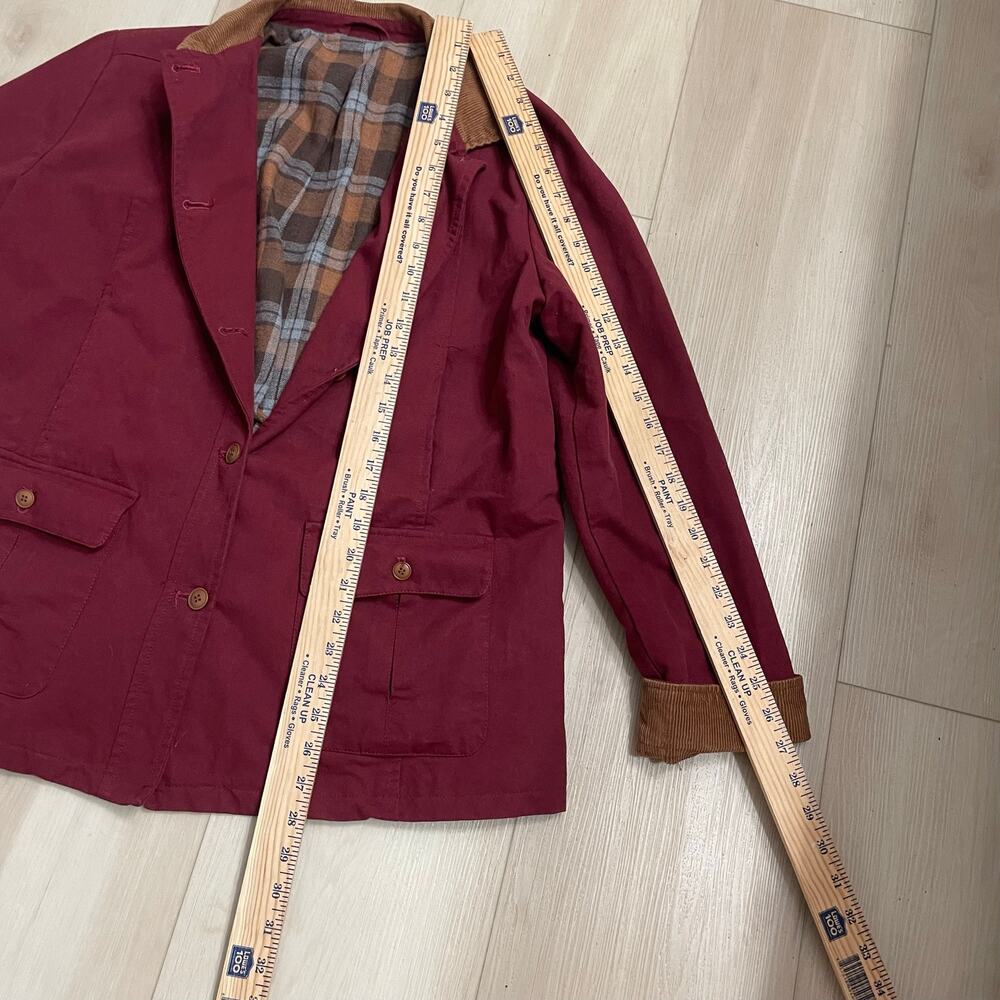Burgundy Corduroy Collar Plaid-Lined Jacket – Medium - Picture 4 of 7
